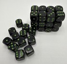 Chessex Black With Green 12mm Set Of 36 D6 Dice Rpg Tabletop Game Decision Maker