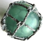 Japanese Glass Fishing Float 5  Aquamarine Glazed Net Usa Bz