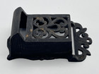 Vintage Cast Iron Match Box Holder Striker Wall Mount Taiwan Black Scroll