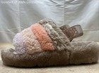 Ugg Fluff Yeah Slide Beachwood Multi Striped Sheepskin Slippers Women s Size 7