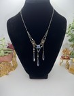 Antique Art Nouveau Edwardian Blue Stone Pearlfiligree Dangle Necklace C  1900s