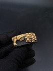 Japanese Type Big Size Gold Lion Dog Pattern Fuchi   Kashira For Wakziashi y154