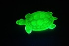 Lovely Pressed Uranium Vaseline Glass Turtle  Made In Gablonz  Czechoslovakia 