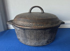 Griswold No 8 Hammered Cast Iron Hinged Dutch Oven Small Logo 2058 W lid Erie