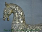 21 6  Old Chinese Bronze Ware Silver Dynasty Zodiac Year Horse Statue