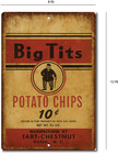 Funny Metal Tin Sign Big Tits Potato Chips Rustic Vintage  Bar Workshop Garage