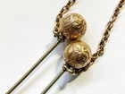Antique Victorian Gold Filled Pair Hat Cape Cloak Pins With Chain Connector