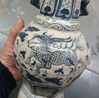 Nice Chinese Collectable Art Hand Blue White Porcelain Two Ear Vase