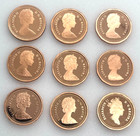 Proof Penny- Lot Of 9 Canada 1 Cent Coin  Unc