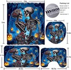 Halloween Bathroom Shower Curtain Set 4 Pcs Skeleton Lovers Gothic Skull Bath