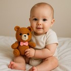 Teddy Bear Crochet Soft Toy   Stuffed Teddy Bear Baby Shower Gift   Brown Teddy
