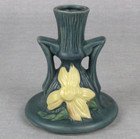 Import Art Pottery Candle Sticks Holders Roseville Blue Clematis Style Excellent
