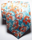 New Classic Floral Blue Orange White Jacquard Woven 100  Silk Men s Tie Necktie