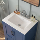 24  White Rectangular Bathroom Single Vanity Top Sink With Three Faucet Holes An