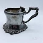 Antique Quadruple Silver Plate Shaving Mug 2 Pc  W  Brush