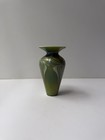 Steven Art Glass Lundberg Studios Vase Studios Green Blue Pulled Feather Vintage