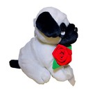 Walmart Stores 9    White Black Red Rose Puppy Dog Eyes Plush Stuffed Animal Toy