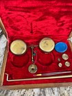 Vintage Brass Finish Jewelry Balance Scale Velvet Lining   Wooden Box India  020