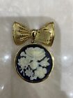 Estee Lauder Solid Perfume Compact  cameo Bow Pin  Original Perfume