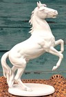 Vintage Statue Goebel White Bisque Rearing Stallion Gerhard Bochmann- 1970