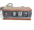 1975 Copal 227 Flip Clock Wood Motif Metal Vintage Made In Japan Not Working