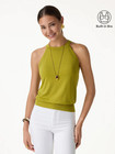 Ogl Halter Neck Banded Hem Bra Tank  Black