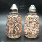 Vtg Hazel Atlas Pink Gold Splatter Ware Salt And Pepper Shakers Mcm