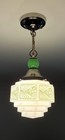 Antique Vintage Art Deco Light Fixture Pendant Skyscraper Jadite Jade 