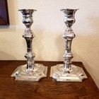 Unmarked Silver Plate Pair Of Taper Candle Sticks 11 