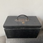 Antique Heavy Iron Banker stagecoach railroad Strong Lock Box Safe Ornate Clean