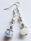 925 Sterling Silver Hook Czech Glass Beads Crystal White Dangle Earrings   e60n 