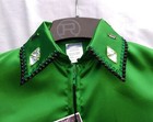 Western All Day Rail Hms Sms Horse Show Day Shirt Green With Crystals Med