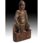 Antique Chinese Ming Dynasty Carved Wood Dharmapala Warrior Buddha Statue                