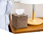 Tissue Box Cover Square Seagrass Tissue Box With Lid  Woven Tissue Box Holder Ru