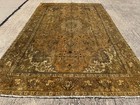 Old Vintage Rug 7x10 Hand-woven Antique Oriental Handmade Muted Gold Persimmon