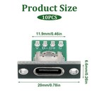 10 Pcs Usb C Panel Mount Connector Diy Type C Female Socket Green 