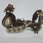 Antique Ahe Silver Plate Engraved Pair Show Stirrups W Hair On Hide Straps 