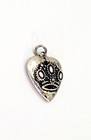 Vintage Antique 925 Sterling Silver Puffy Heart Princess Crown Bracelet Charm