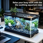 Desktop Transparent Aquarium Fish Tank Hydroponic Planter Turtle Bowl Office