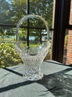 Pressed Glass Vase Candy Basket Handled  8 2  X  5 6  X  9 85 