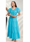 16w Plus Ashro White Blue Formal Dinner Party Church Cocktail Fariah Maxi Dress
