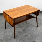 Mid Century Danish Modern Coffee Table Walnut Drop Leaf Shelf Vintage Mcm