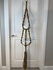 Vintage 6 Ft Jute Macrame Double Plant Hanger W  Glass Art Beads Boho Hippie
