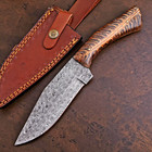 Hand Made Forged Damascus Steel Hunting Bowie Knife Pine Cones Resin Handle 2982