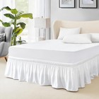 Elastic Wrap Around Queen Bed Skirt  15-inch Drop  Easy Fit Dust Ruffle  White