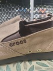 Crocs Walu Mens 11270 Khaki Espresso Brown Canvas Slip On Comfort Loafer Sz 12