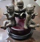 Antique Bronze Sculpture Three Angels Holding Candles 1920s Signed Lv  aronson 