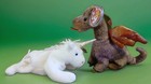 Vintage Plush Ty Beanie Babies Lot Of 2 Mystic Unicorn   Scorch Dragon W  Tags