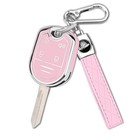 For Ford Key Fob Cover With Keychain tup 360   4 Buttons Pink-silver Border