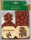 Vintage Mini Christmas Gift Box 3  X 3  Norman Rockwell Holiday Poinsettia Santa